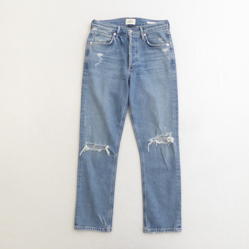 Citizens of Humanity Charlotte Crop Jeans 25 Light Wash Distressed High Rise